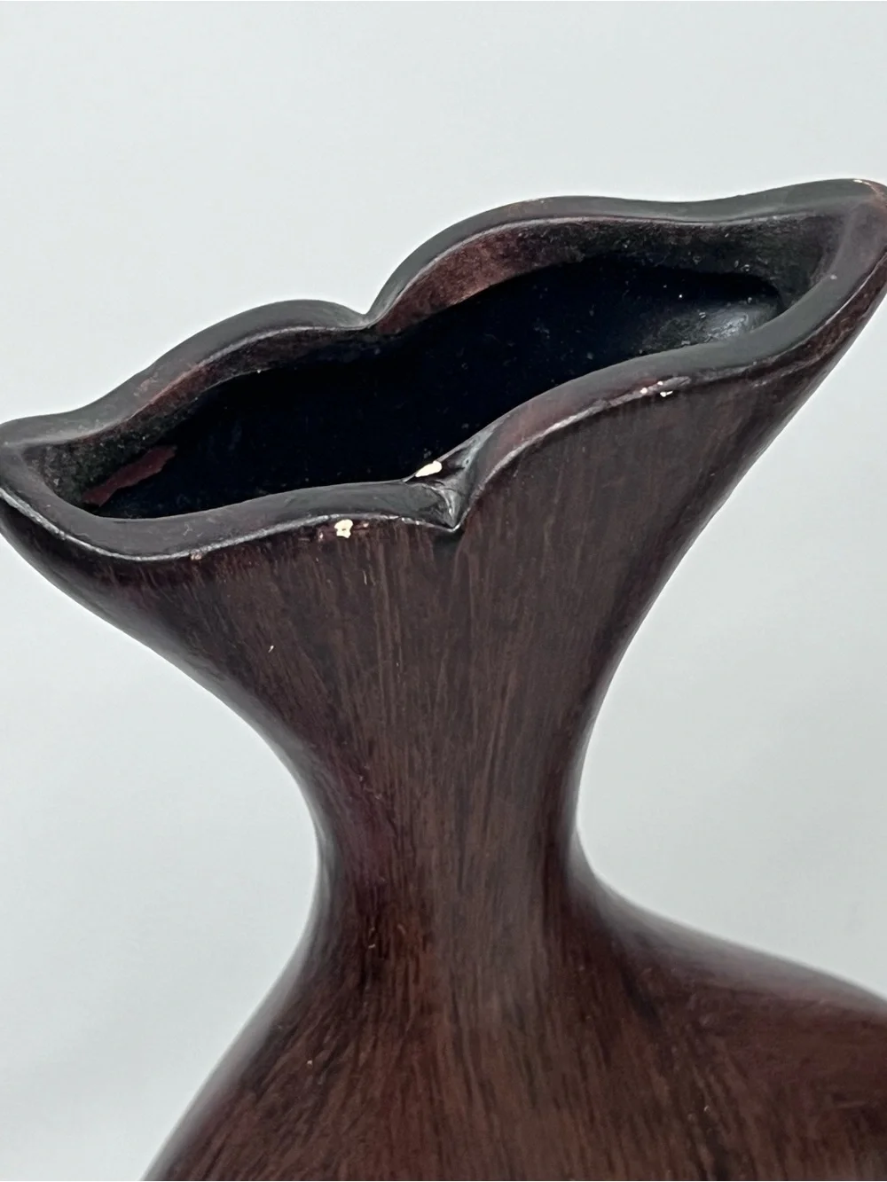 Brown Decorative Vase Set spiral accents 3 piece FLAWED